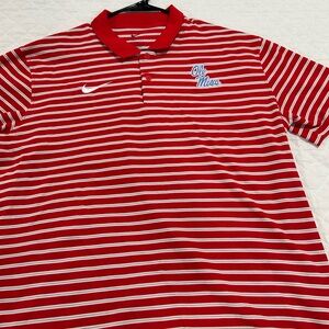 Nike Dryfit Red and White Striped Polo